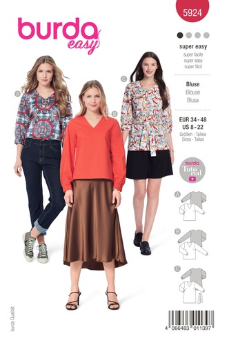 Schnittmuster bluse burda - bluse, 5924