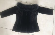 Shirt Festlich Gr. 42 Samt mit Federn am Ausschnitt Von Vera Mont