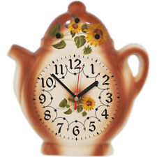 Wanduhr für die Küche-Küchenuhr Keramik Teekanne-Uhr im Landhausstil Sonnenblume