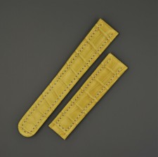 Neu KAUFMANN Handmade Uhrband strap Kroko Alligator gelb 20mm 20/16 Faltschließe