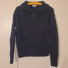 Marie Lund Troyer 100% Merinowolle  Schwarz Schwarzblau M 38 40 Silber Strick