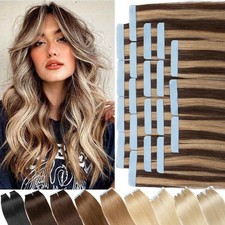 Tape In Extensions Haarverlängerung Glatt 100% Premium Remy Haar 20 Tressen 12A