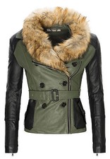 Damen Kunstleder Jacke Biker