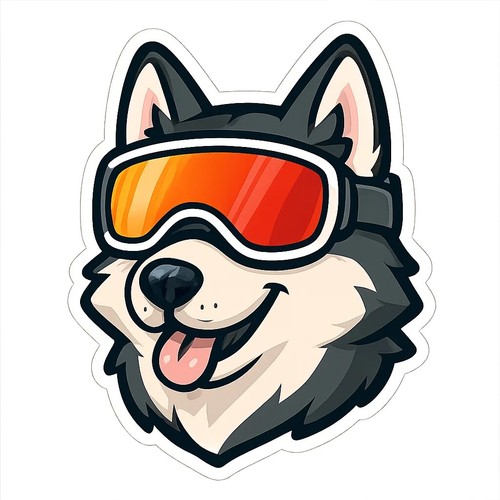Snowboard husky hund sticker - snowboard,