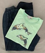 Süßes Öko Kleiderpaket * dünne Sommerjeans * T-shirt * Gr. 134/140 * kbA Baumw.