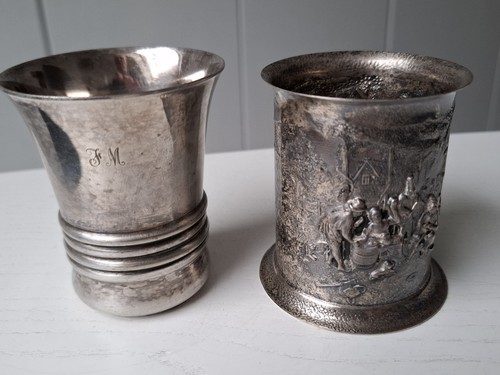 Becher versilbert antik - versilbert,