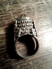 echt,antik Berberschmuck Silber m.Glasstein rot,Fingerring selten,hoch aufgebaut