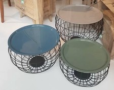 SET AUS 3 MEHRFARBIGEN COUCHTISCHEN AUS STAHL LA COSTA WIRE HEAVEN