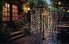 Gartendeko Lichterbaum 810 LED 2,10 m warmweiß Trauerweide Weide Baum outdoor