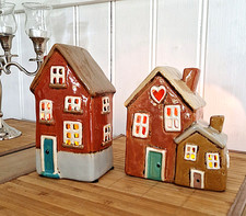 ❀ 1x Haus Windlicht Keramik