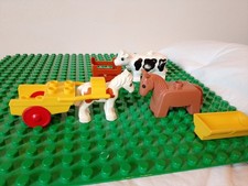 Lego Duplo Bauernhof Tiere Pferde Kutsche Kuh Pony Futterstellen ohne Platte