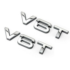 2x V6T Auto Car Logo Schwarz Emblem Schriftzug für A1 A3 A4 A5 A6 Q3 Q5 S3 3D