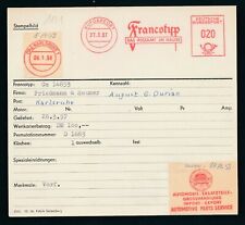 S1121) Francotyp AFS Stammkarte 1957 Karlsruhe Friedmann 6 Seumer Auto Teile