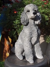 Pudel Deko Figur lebensecht Hund Garten 48cm31cm grau silber Hotant NEU
