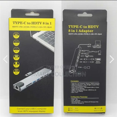 Usb hub 8in1 adapter - usb-c, hdmi