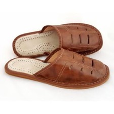 Herren Leder Pantoffeln Hausschuhe Latschen Geschenke für Männer Braun