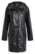 Brandtex PU Regenmantel Regenjacke verstellbare Kapuze Hahnentrittmuster schwarz