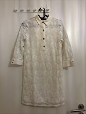 Zara Kleid Spitze Creme Weiss Spitzenkleid 34 XS Top