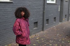 Vintage C&A Iridescent Puffer Jacke Magenta Oversize Parka 80er 90er Ski