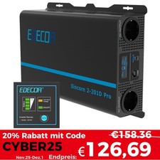 EDECOA Wechselrichter 12V 230V Reiner Sinus Spannungswandler 2000W USB Typ C