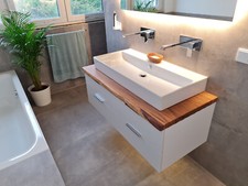 Waschtischplatte Waschtisch Holzplatte Eiche Badezimmer Baumkante geölt massiv