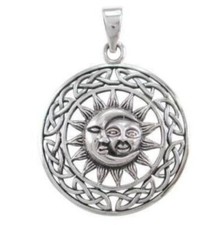 Sonne mond silber amulett - sonne,