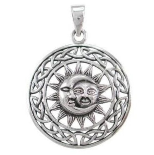 Sonne mond silber amulett - silber,