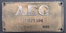 Builders plates, Fabrikschilder Set, AEG 1956 brass, Henschel 1956 Al