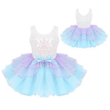 Kinder Mädchen Glitzer Ballettkleid Tutu Pailletten Ballett Trikot Tanz-Kostüm