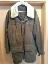 JOOP! Rind- Nappaleder  Mantel in Braun mit abnehmbarem Fellkragen Gr. 54 