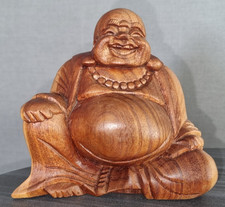 handgeschnitzer Buddha Holzbuddha Holzfigur geschnitzte Figur