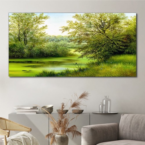 Malerei wald bäume fluss - malerei,