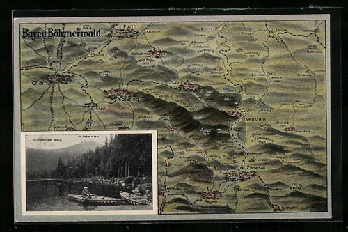 Arbersee bay landkarte - ak,