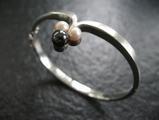 Armreif Silber 925 Perli Vintage Design von ca. 1975 mit 3 Perlen