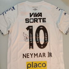 NEYMAR JR signiertes handsigniertes Santos FC Fußballtrikot