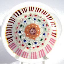 Briefbeschwerer Paperweight OLD ENGLISH ANTIK Concentric Millefiori