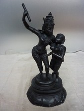 Indische Hindu Göttin Gottheit aus Tamil - Nadu Südindien schwarzbraune Patina