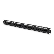 DIGITUS 24 Port Cat6 Patchpanel 19" Patchfeld 1HE RackMount 19 Zoll schwarz