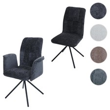 2er-Set Esszimmerstuhl HWC-N99, drehbar Auto-Return, Chenille 340g/m² Öko-Tex