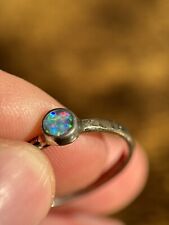 Opal Ring (Größe 60) Silber mit Coober Pedy Dublette poliert 10,0 ct mit Feuer