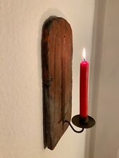 Wandkerzenleuchter mit altem Biberschwanz Upcycling Kerzenhalter Dachziegel Stab