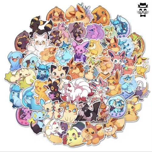 50x evoli sticker set pokemon - set,