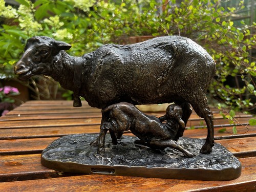 Schaf mit lamm bronze pierre - schaf,