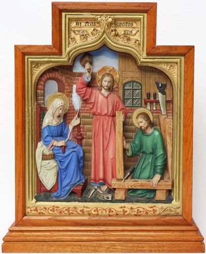 Heilige familie gips relief - heilige,