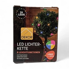 DEKOR LED Lichter kette 24 LEDs bunt 8 Funktionen Timer batterie betrieben