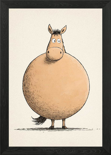 Cartoon pferd mit rundem - cartoon,