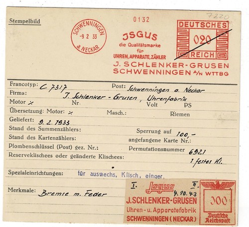 Schwenningen 1933 uhr - 1933, isgus