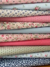 großes HILCO Stoffpaket Baumwollstoff EMILIE Stoff Rosen Blumen & Punkte