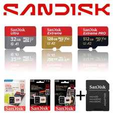 SanDisk Micro SD Speicherkarte bis 200 MB/s 32GB 64GB 128GB 256GB 512GB+ Adapter