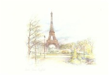 farbiger Kunst-Druck Frankreich: "Paris, Tour Eiffel" 